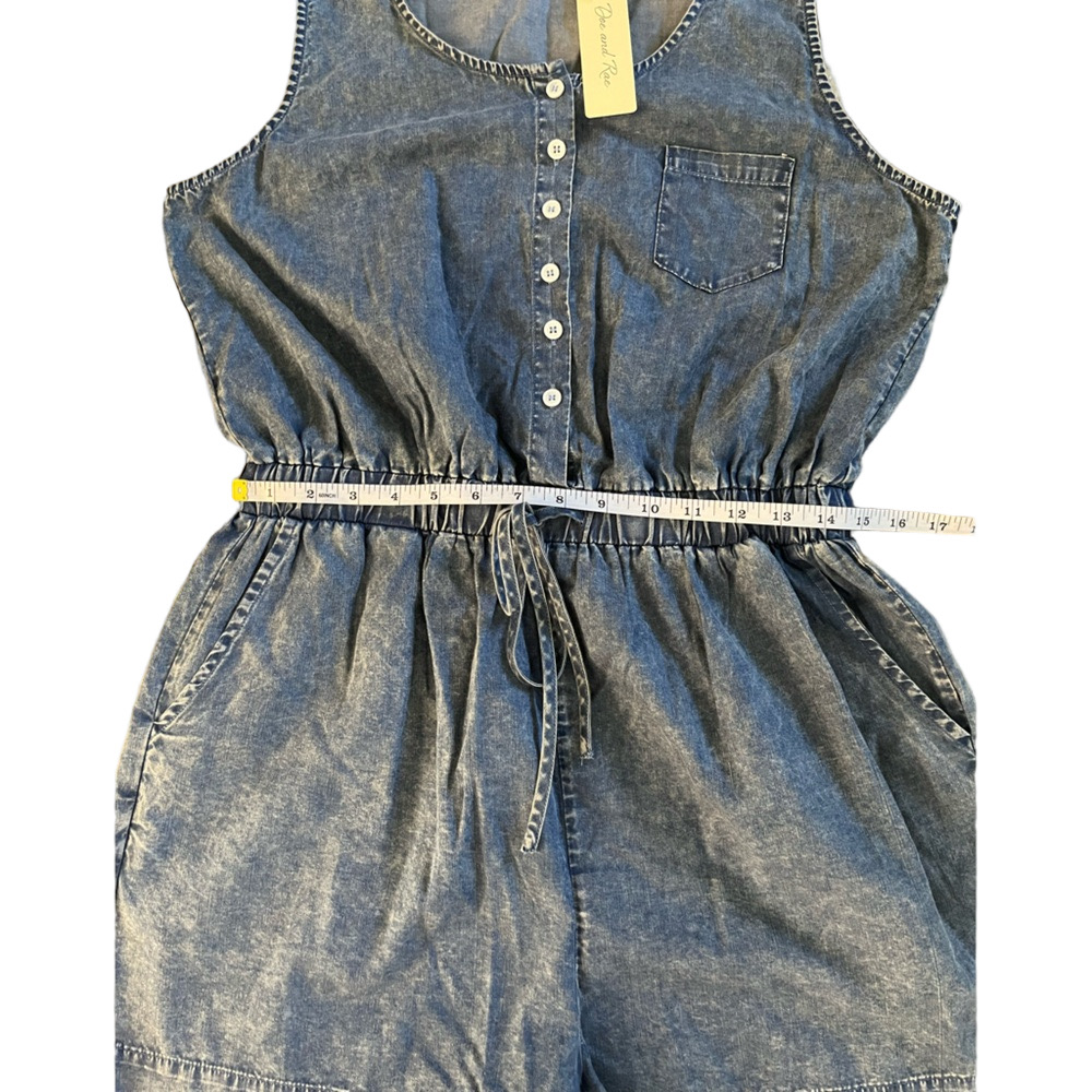 Doe & Rae Drawstring Denim Romper NWT - Picture 6 of 8